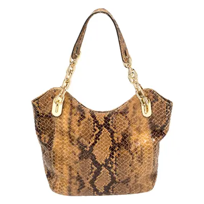 MICHAEL Michael Kors Brown Snakeskin Effect Leather Lilly Hobo