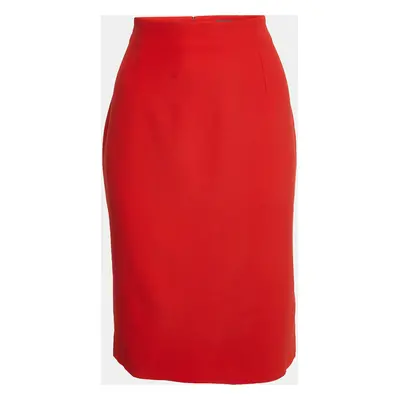 Alexander McQueen Orange Crepe Pencil Skirt