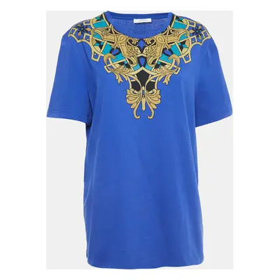 Versace Collection Blue Printed Cotton T-Shirt