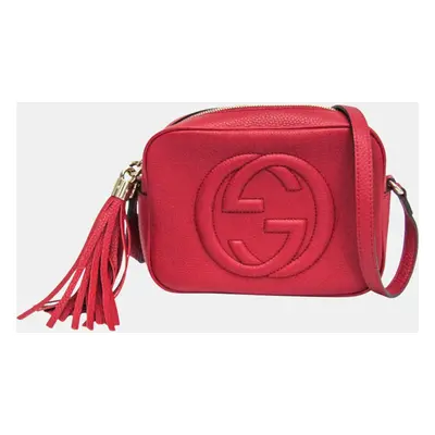 Gucci Red Interlocking G Leather Soho Disco Bag