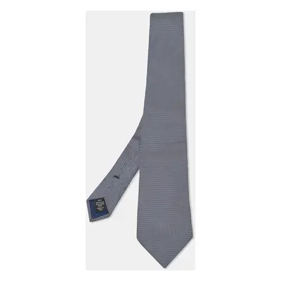 Ermenegildo Zegna Navy Blue Patterned Silk Tie