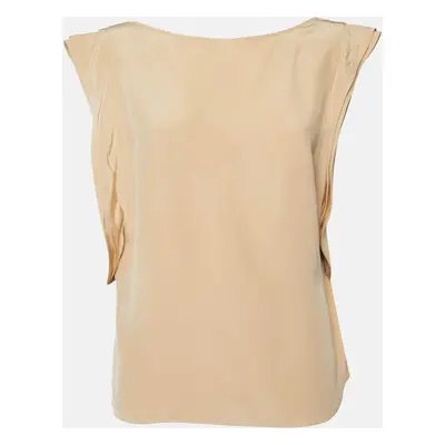 Chloe Peach/Beige Silk Sleeveless Top