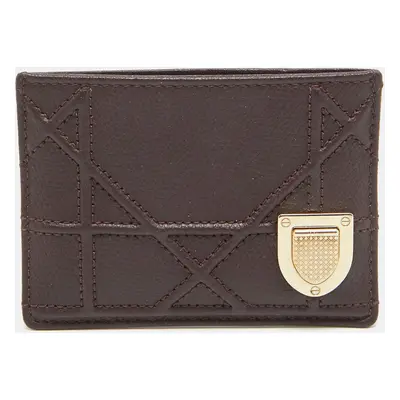 Dior Burgundy Leather Diorama Card Holder