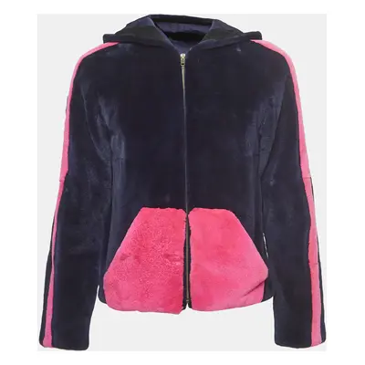 Valentino Navy Blue/Pink Mink Fur Zip-Up Jacket