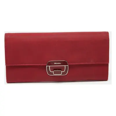 Prada Red Nylon Flap Continental Wallet