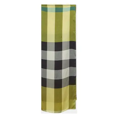 Burberry Yellow/Green Giant Check Print Silk Stole