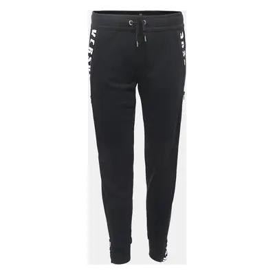 Versus Versace Black Logo Print Cotton Side Zip Detailed Joggers