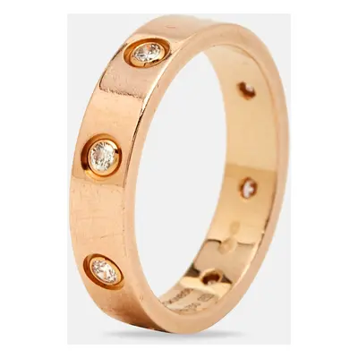 Cartier Love Diamond 18k Rose Gold Wedding Band Ring