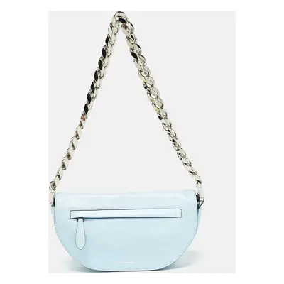 Burberry Pale Blue Soft Leather Small Olympia Shoulder Bag