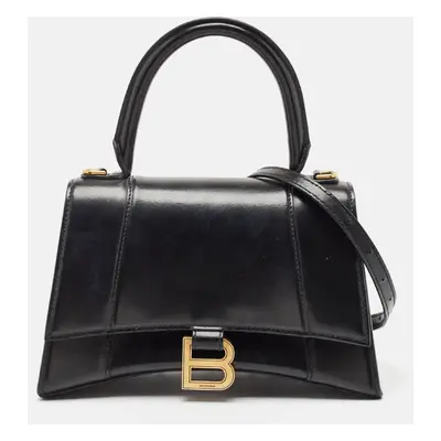 Balenciaga Black Leather Hourglass Top Handle Bag