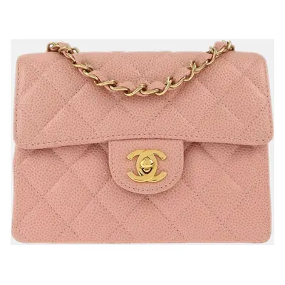 Chanel Pink Calfskin Mini Classic Square Flap Bag