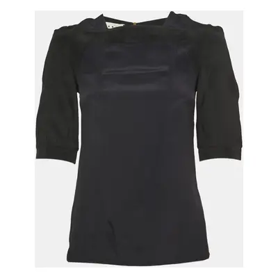 Marni Navy Blue & Black Chiffon Top