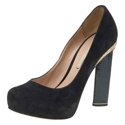 Nicholas Kirkwood Black Suede Platform Pumps Size