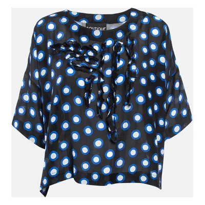 Boutique Moschino Black Dot Print Cotton Oversized Cropped Top