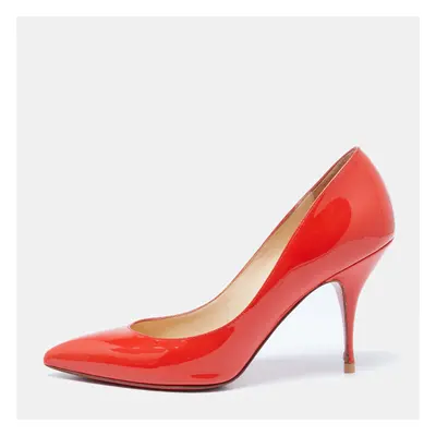 Christian Louboutin Orange Patent Leather Piou Piou Pumps Size