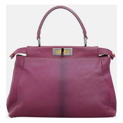 Fendi Purple Leather Regular Peekaboo Bag