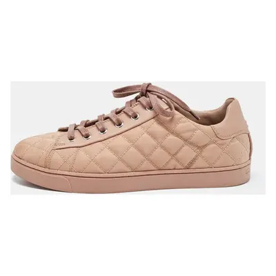 Gianvito Rossi Dusty Pink Quilted Leather Loft Low Top Sneakers Size