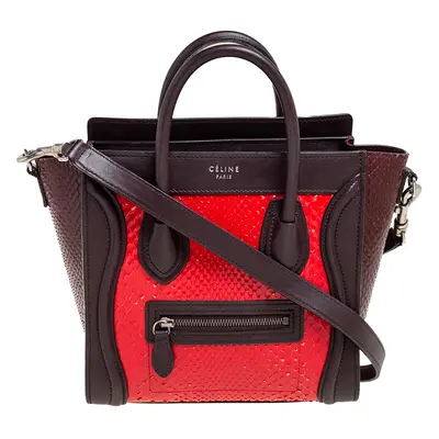 Céline Tri Color Leather and Snakeskin Nano Luggage Tote