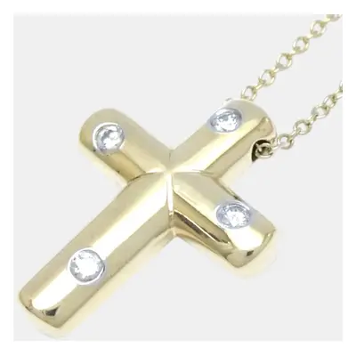 Tiffany & Co. 18K Yellow Gold Dots Cross Necklace 4P Diamond