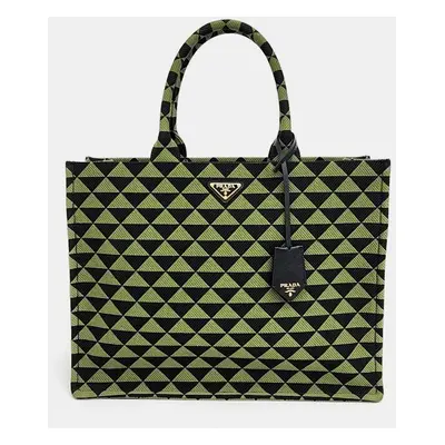 Prada Green/Black Canvas Symbole Tote Bag