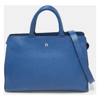 Aigner Blue Leather Cybill Tote