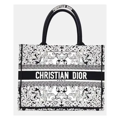 Christian Dior White/Black Canvas Book Tote Bag