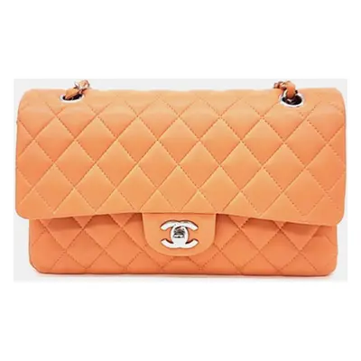 Chanel Orange Lambskin Medium Classic Flap Bag