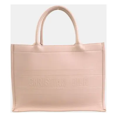 Dior Pink Leather Embossed Book Tote Bag