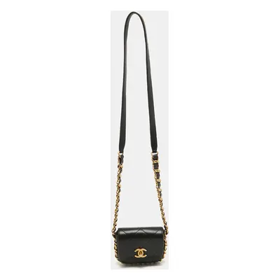 Chanel Black Quilted Leather Mini Framing Chain Flap Bag