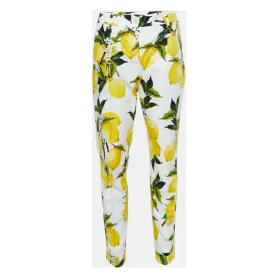 Dolce & Gabbana White Printed Cotton Trousers