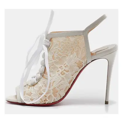 Christian Louboutin White Lace Mariee A Colmar Slingback Sandals Size 36.5