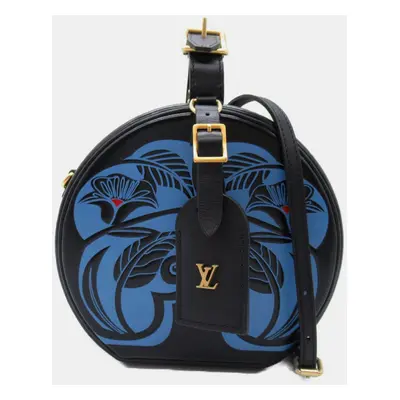 Louis Vuitton Calfskin (Cowhide) Black Blue Petite Boite Chapeau Shoulder Bag