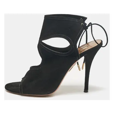 Aquazzura Black Suede Sexy Thing Ankle Strap Sandals Size