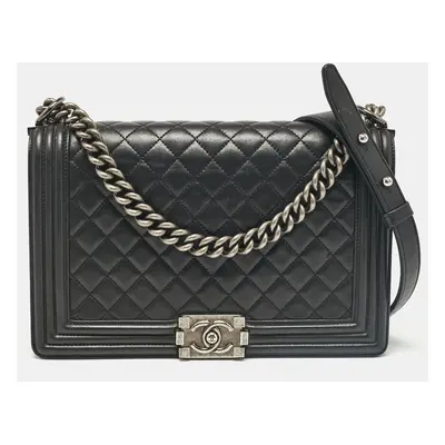 Chanel Black Quilted Leather New Medium Boy Bag