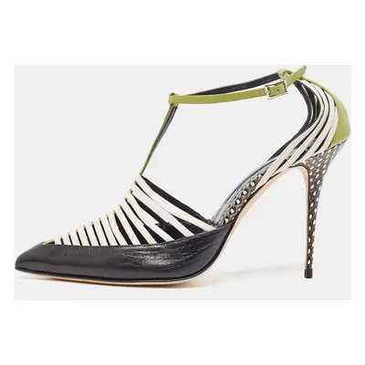 Manolo Blahnik Multicolor Watersnake and Leather Strappy Sandals Size 39.5