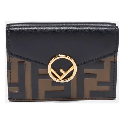 Fendi Brown/Black Zucca Leather F is Fendi Trifold Wallet