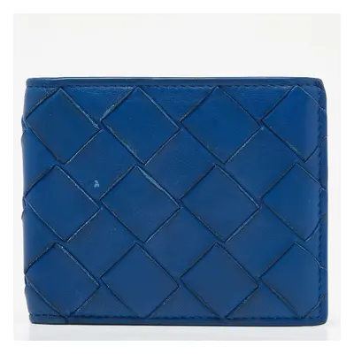 Bottega Veneta Blue Intrecciato Leather Bifold Wallet