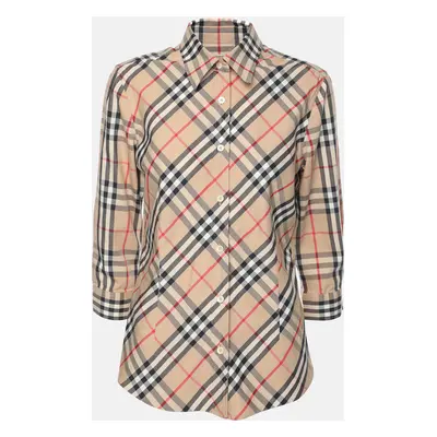 Burberry Beige House Check Cotton Blend Long Sleeve Shirt