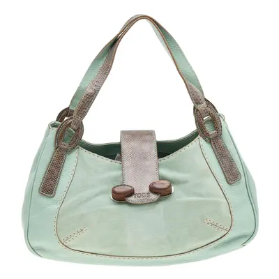 Tod's Green/Grey Suede and Lizard Hobo