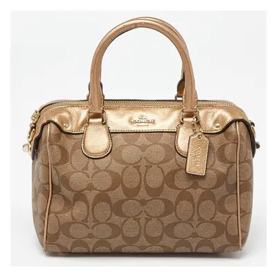 Coach Brown Signature Coated Canvas and Leather Mini Bennett Satchel