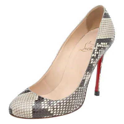 Christian Louboutin Beige-Brown Python Leather Simple Pumps Size