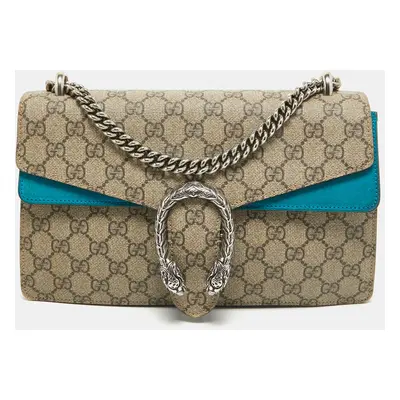 Gucci Beige/Blue GG Supreme Canvas and Suede Small Dionysus Shoulder Bag