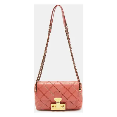 Marc Jacobs Peach Quilted Leather Flap Crossbody Bag