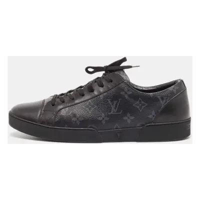 Louis Vuitton Black/Grey Leather and Monogram Coated Canvas Match Up Sneakers Size