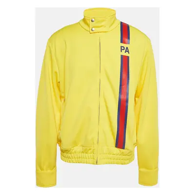 Palm Angels Yellow Printed Jersey Zipped Front Jacket