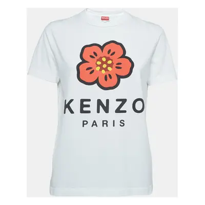 Kenzo White Printed Cotton Knit Top