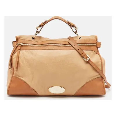 Mulberry Two Tone Beige Leather Taylor Top Handle Bag