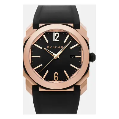 Bvlgari Grey 18k Rose Gold Octo Automatic Men's Wristwatch mm