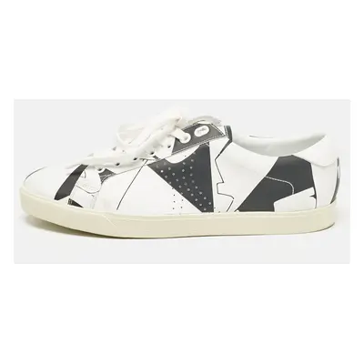 Celine White/Black Print Leather Triomphe Sneakers Size