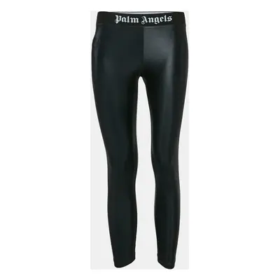 Palm Angels Black Logo Waistband Jersey Track Leggings